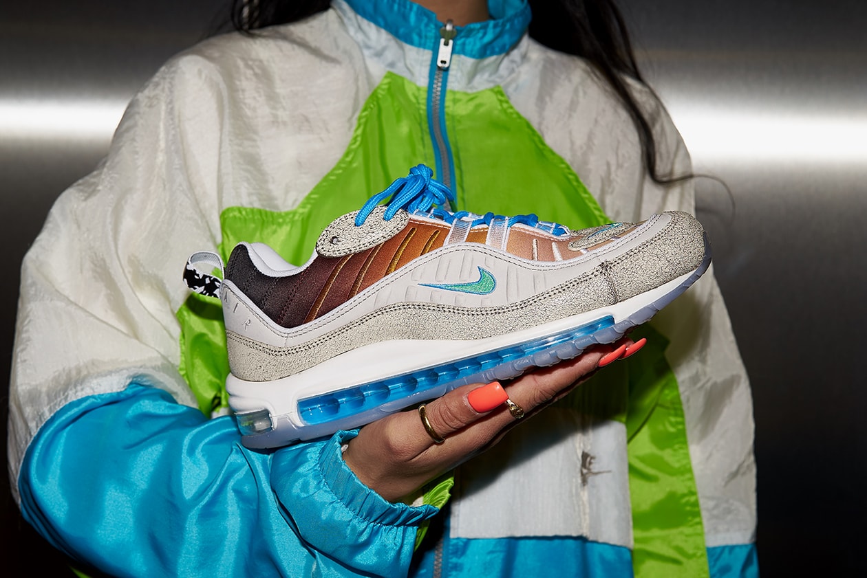 Nike Gaby Seranno Air Max 98 La Mezcla Editorial Frankie Collective Vintage Rework Windbreaker Swoosh Sara Gourlay Gabrielle