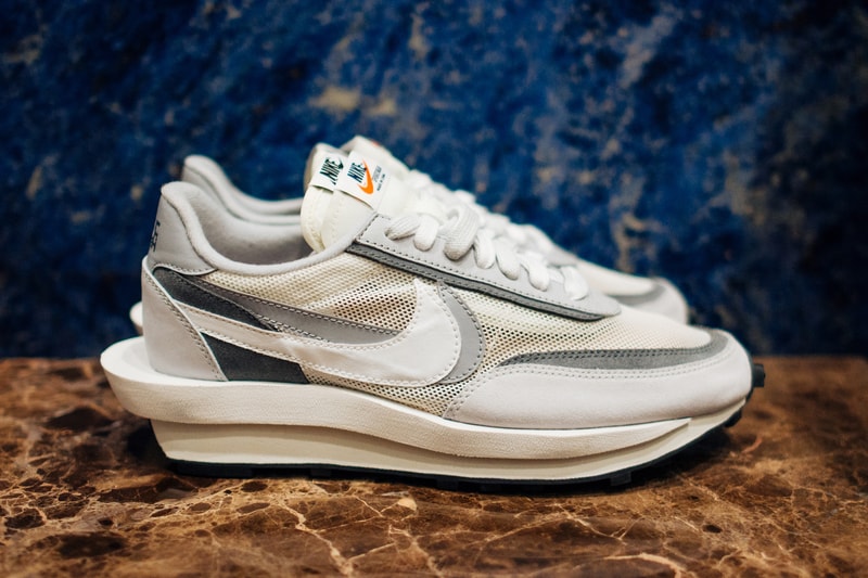 sacai x Nike LDV Waffle Daybreak Blazer Release White Grey Release Date Sneaker Shoe Drop Design First Look 