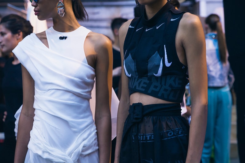 Off-White Virgil Abloh Spring Summer 2019 Paris Fashion Week Show Collection Top White Sports Nike Bra Black
