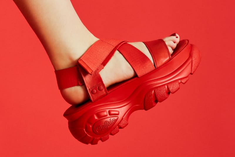 Opening Ceremony x Buffalo London Debut Chunky Summer Sandals in Red & Black