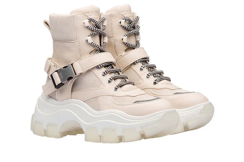 Prada Platform High Top Sneaker Cream