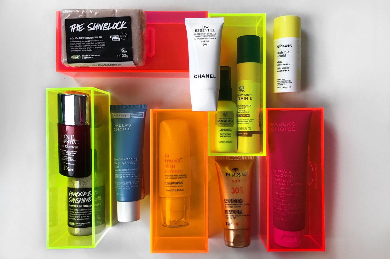 Best Sunscreen Face and Body Skincare SPF Chanel Dior Glossier Lush The Body Shop Paula's Choice