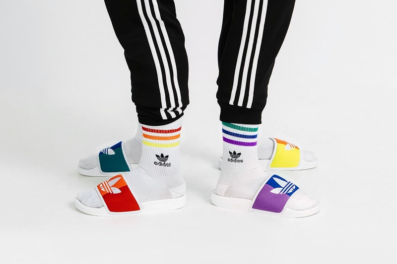 adidas Originals Love Unites Pride Month Pack Adilette Slides Red Green Purple Yellow
