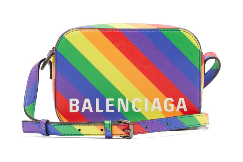 Balenciaga Ville XS Rainbow Stripe Bag Red Yellow Green