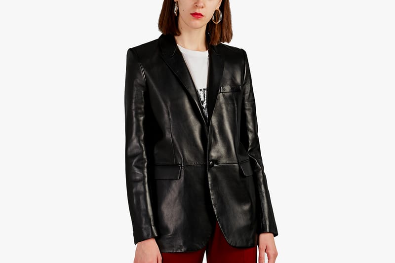 bella hadid leather blazer