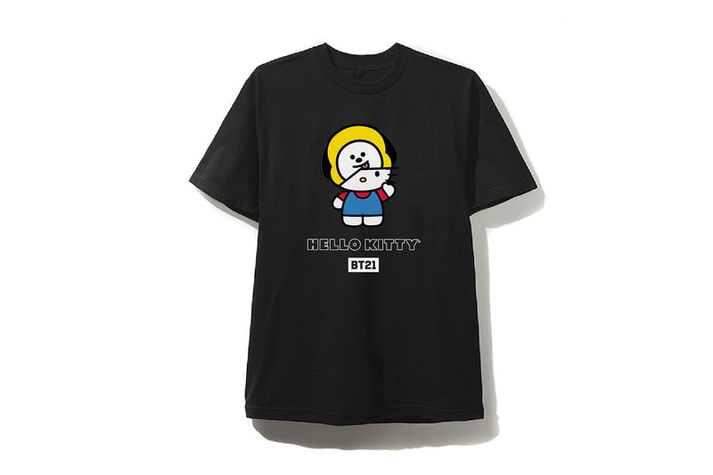 BTS BT21 x Hello Kitty Collaboration Hoodie T-Shirt Black White Autographs Signatures Characters 