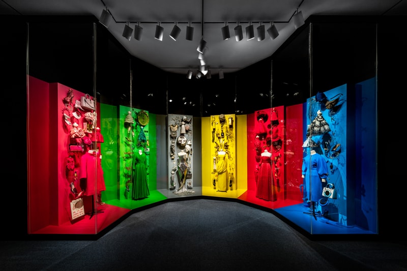 Christian Dior From Paris to the World Exhibit Dresses Blue Pink Yellow Green Blue