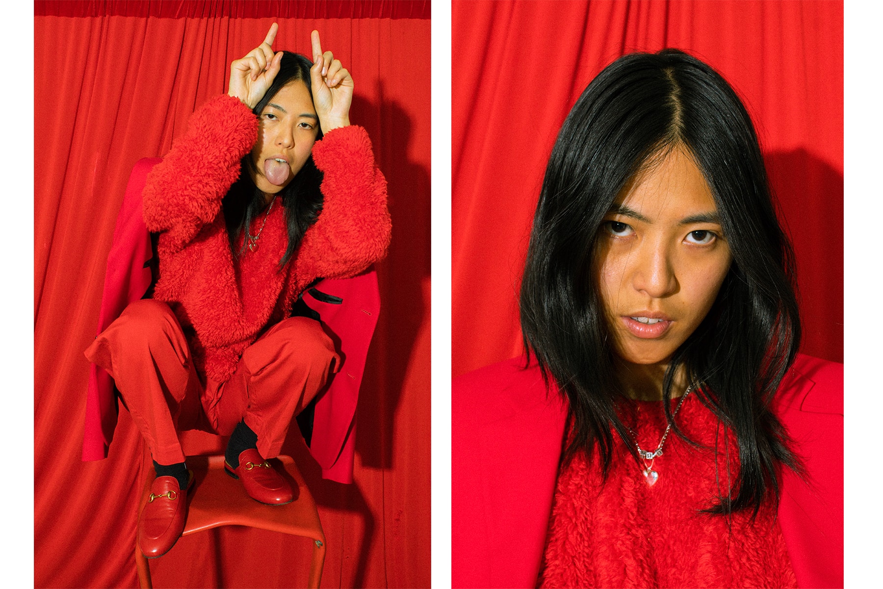 Deb Never WEDIDIT Artist LA Los Angeles Red Raf Simons Suit Blazer Jacket Editorial 