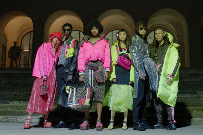 Fendi Roma Amour Capsule Collection Campaign Jackets Pink Yellow Green Bags Brown