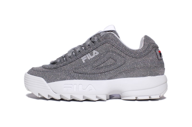 FILA Disruptor 2 Silver Glitter Chunky Sneakers 