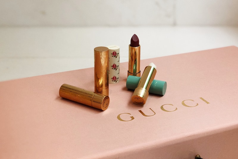 Gucci Beauty Lipstick Rouge a Levres Baume Satin Voile Review Goldie Red 