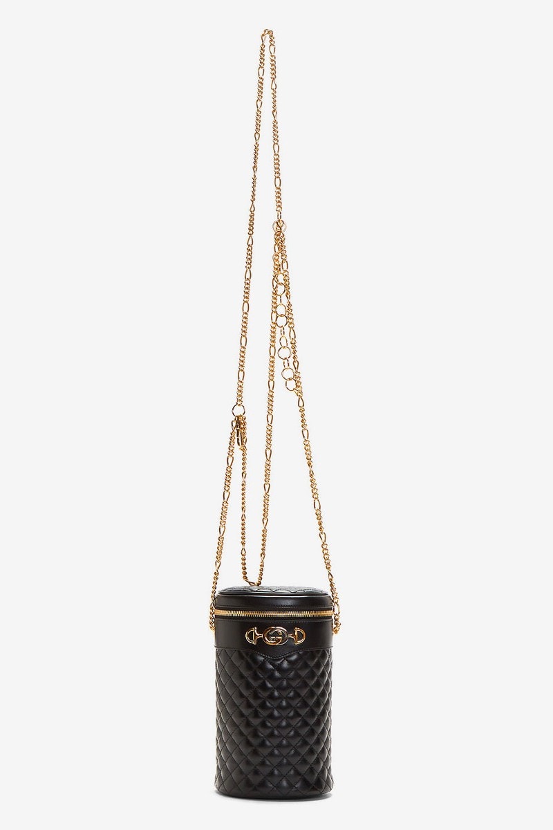 Gucci Black Quilted Leather Bag Gold Hardware GG Monogram Purse Fashion 