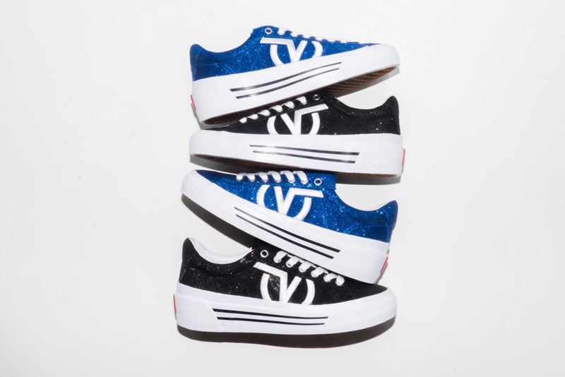 Vans Sid NI Retro Sneaker Release Glitter Design 90s Shoe Streetwear Black Blue Sparkle V Logo Vintage Platform 