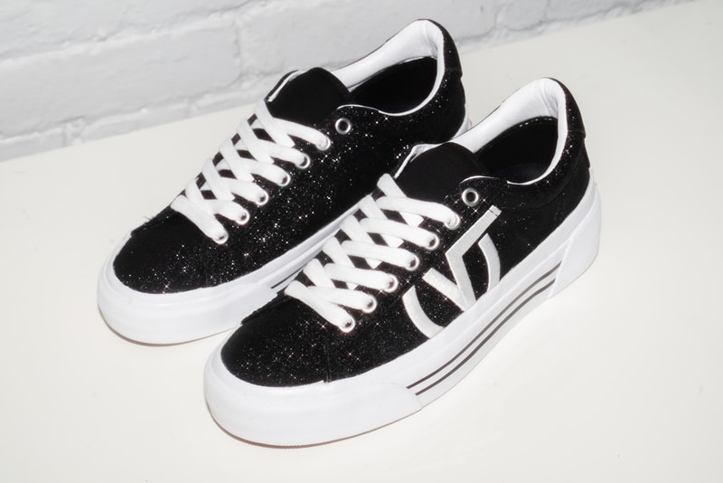 Vans Sid NI Retro Sneaker Release Glitter Design 90s Shoe Streetwear Black Blue Sparkle V Logo Vintage Platform 