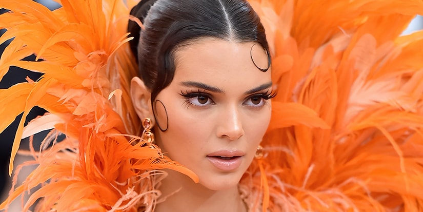 kendall jenner orange feather dress Kendall Jenner Wears Orange Feathered Dress to Met Gala 2019
