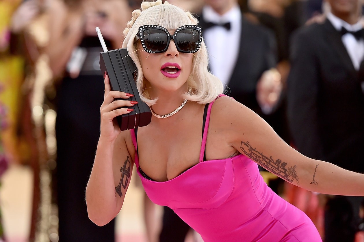 Lady Gaga Met Gala 2019 Celebrity Red Carpet Look Camp Notes on Fashion Brandon Maxwell Pink Dress Lingerie Underwear Black Bra