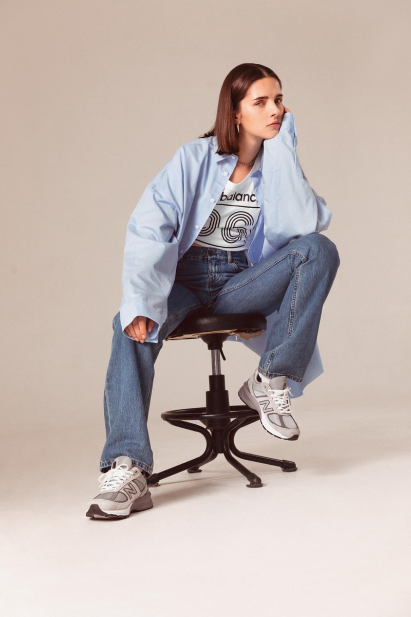 new balance 990v5 dad sneaker styling editorial jeans