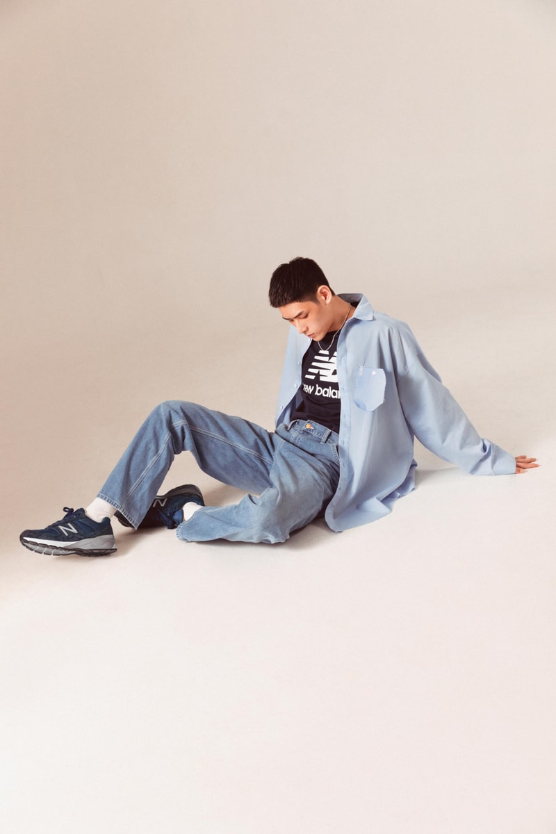 new balance 990v5 dad sneaker styling editorial jeans