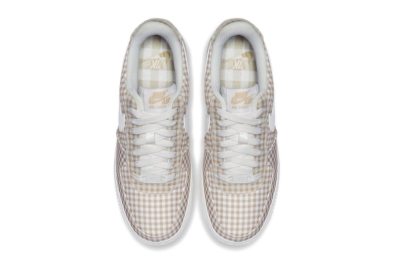 Nike Air Force 1 Gingham Pack Summer Release Color Beige Sneaker Shoe 