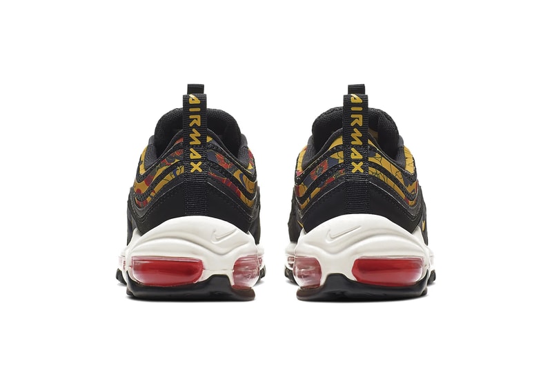 Nike Air Max 97 University Gold Floral Print White Black Summer Sneaker Shoe Release