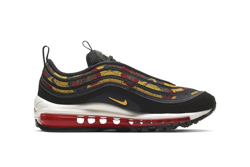 Nike Air Max 97 University Gold Floral Print White Black Summer Sneaker Shoe Release