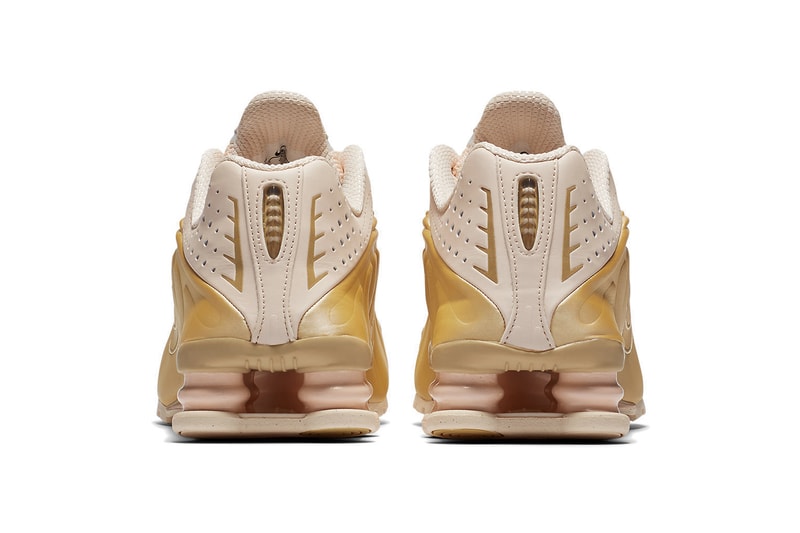 Nike Shox R4 "Guava Ice" Gold Pink Release Sneaker Retro Silhouette shoe Swoosh Metallic Summer 
