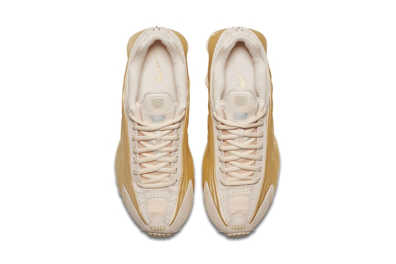 Nike Shox R4 "Guava Ice" Gold Pink Release Sneaker Retro Silhouette shoe Swoosh Metallic Summer 