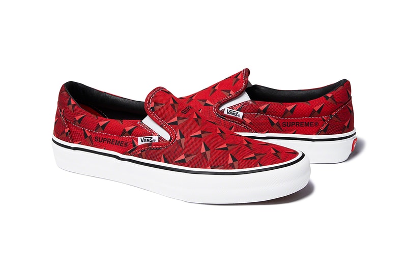 Supreme x Vans Spring Summer 2019 Diamond Sneaker Capsule Collection Slip On Pro Red White Black