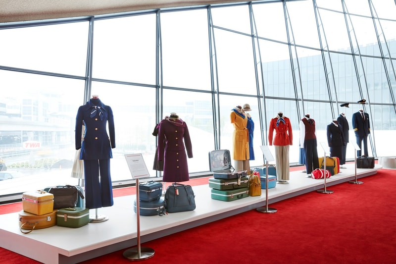 TWA Hotel JFK Airport New York Airline Uniform Exhibition Yellow Red Blue
