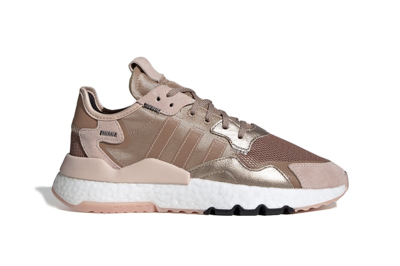 adidas Nite Jogger Metallic Rose Gold Pink Shoe Sneaker Trainer Footwear Runner Boost Shin