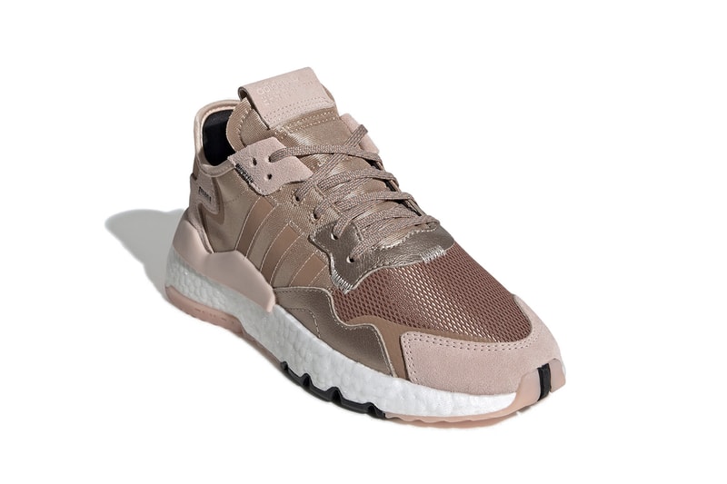 adidas Nite Jogger Metallic Rose Gold Pink Shoe Sneaker Trainer Footwear Runner Boost Shin