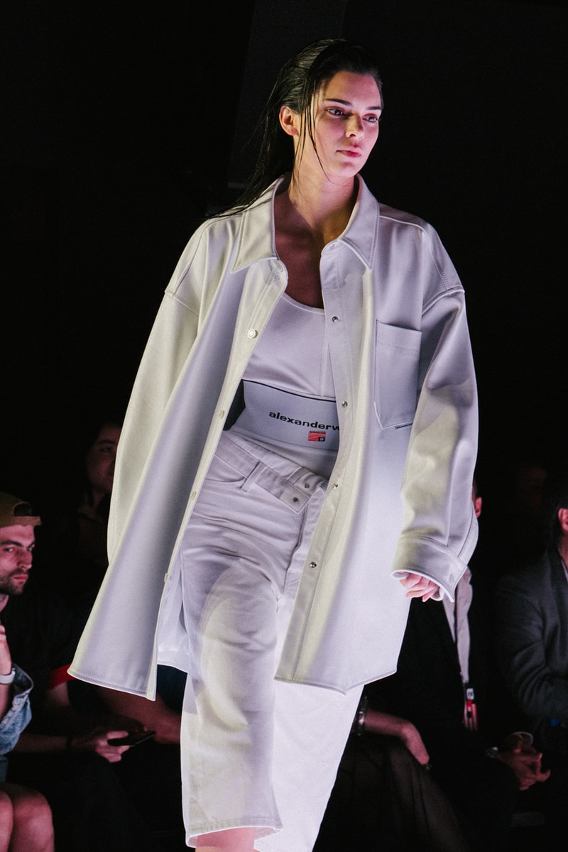 Alexander Wang Spring Summer 2020 Runway Show Rockefeller Center New York American Flag America Designer Kendall Jenner Jacket Model White Dress