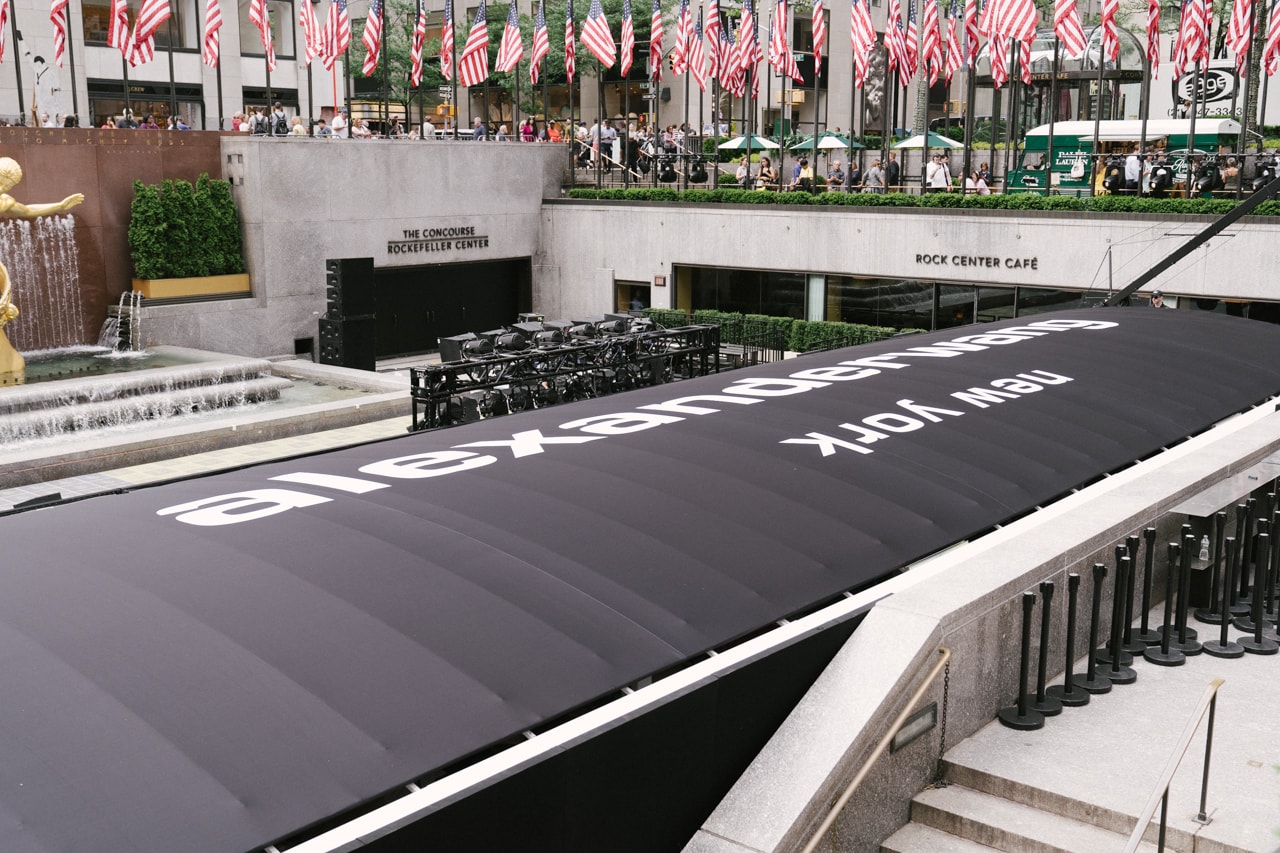 Alexander Wang Spring Summer 2020 Runway Show Rockefeller Center New York American Flag America Kaia Gerber White Dress Fashion 