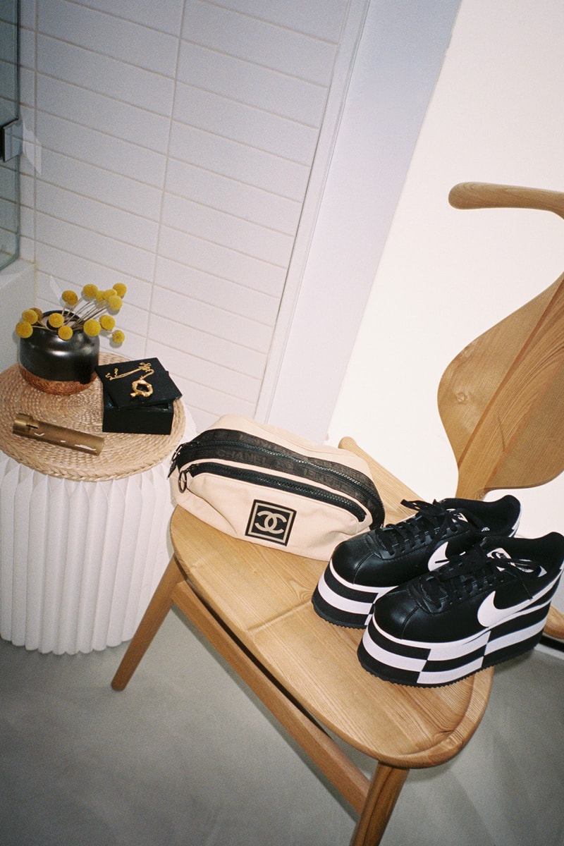 Nike Comme Des Garcons Platform Cortez Black White Checkered Chanel Sport Vintage Bag