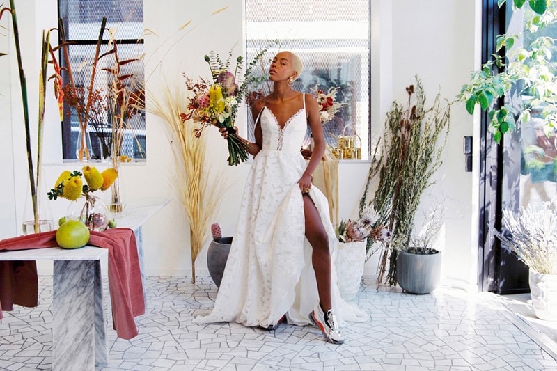 Wedding Bride Dress White Gown Sneakers Flowers 