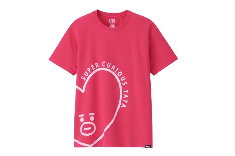 BT21 BTS Uniqlo UT Collaboration K-pop Big Hit Entertainment T-Shirt Red Pink Heart