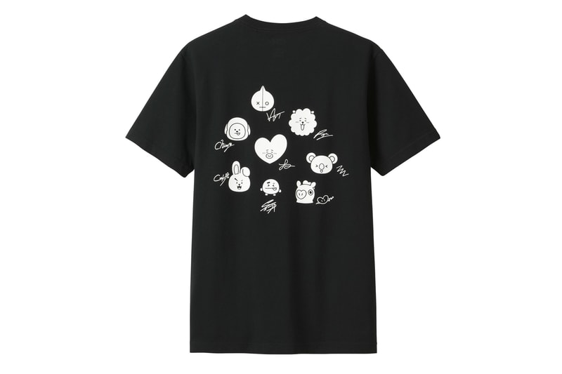 BT21 BTS Uniqlo UT Collaboration K-pop Big Hit Entertainment T-Shirt White Black