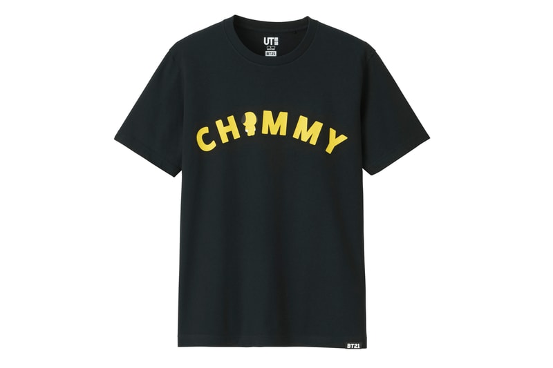BT21 BTS Uniqlo UT Collaboration K-pop Big Hit Entertainment T-Shirt Black Yellow