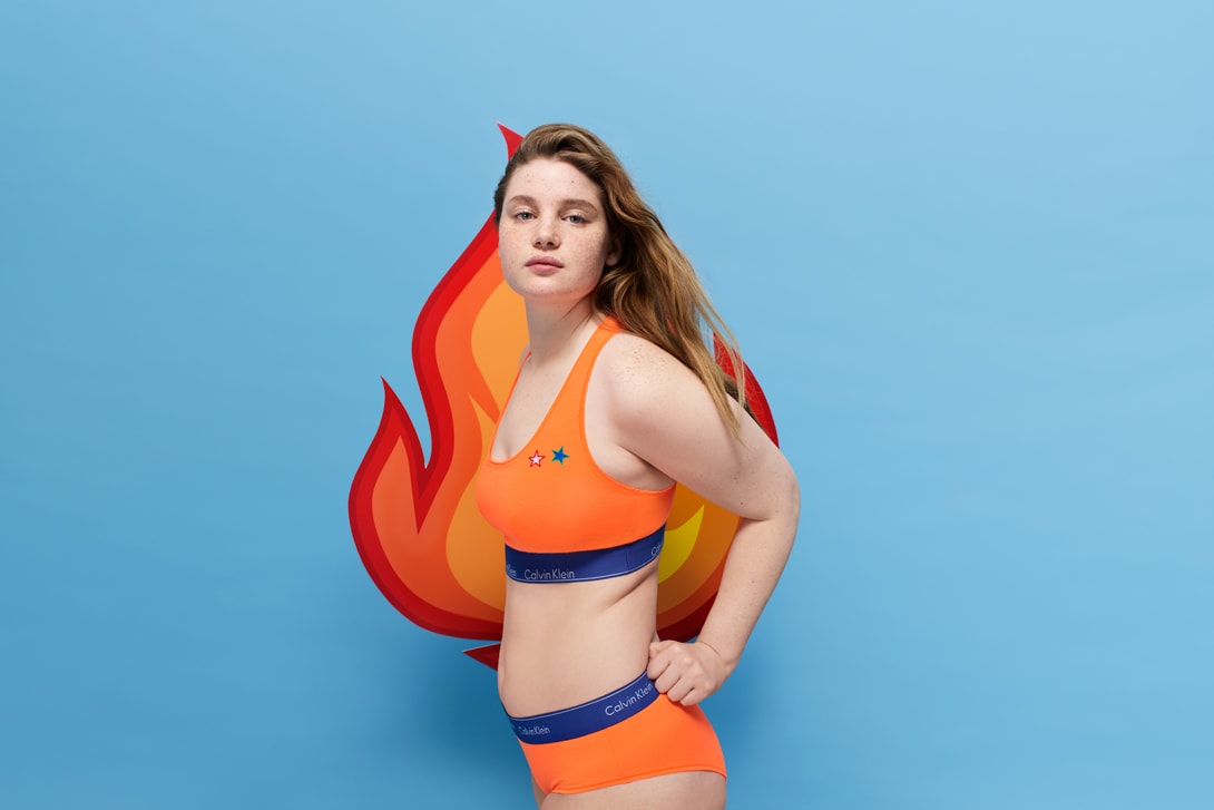 Calvin Klein #MYCALVINS CUSTOM Campaign Bella Hadid Underwear Sports Bra Red