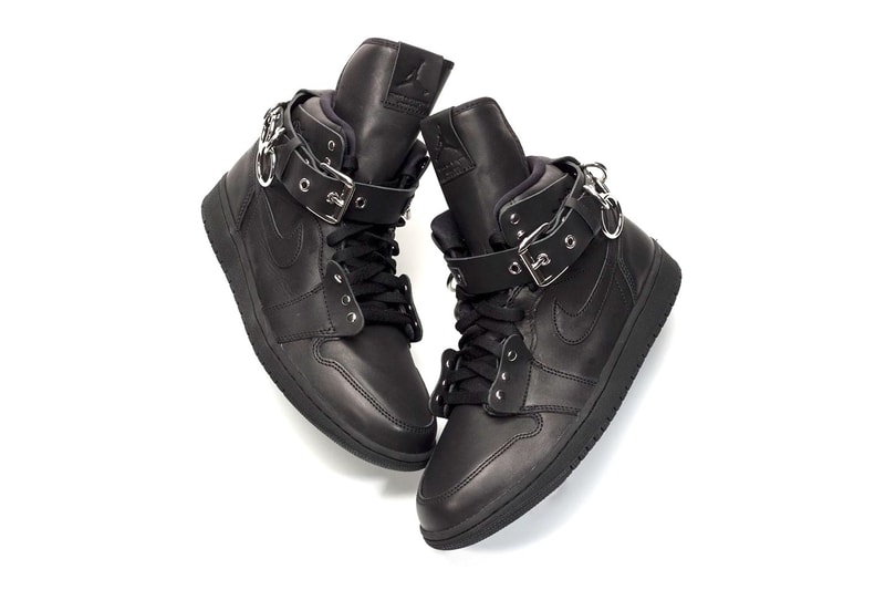 COMME des GARÇONS x Air Jordan 1 Retro High Black White First Look Release Date Info Metallic Buckles Sporty Nike Collaboration