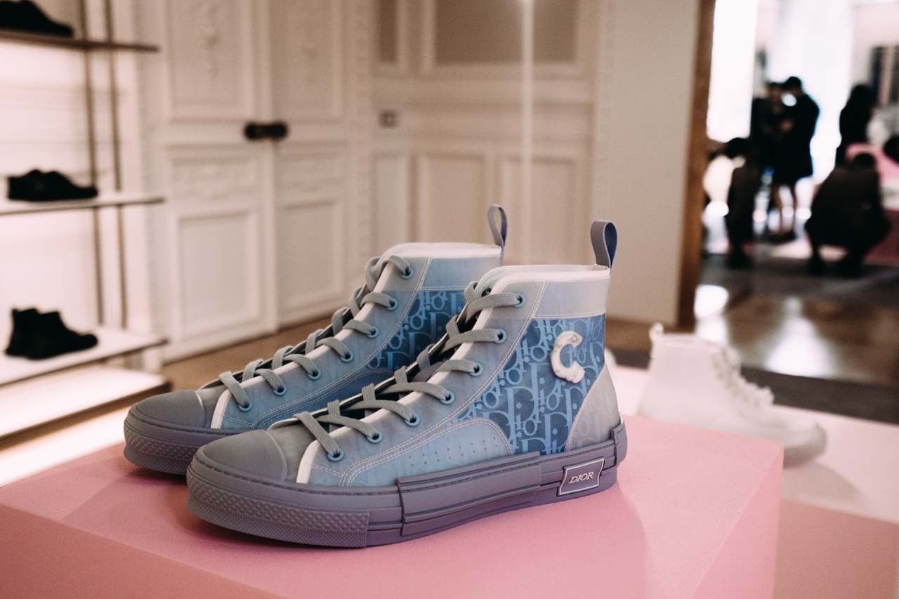 Dior Logo Sneakers Shoes Footwear Kim Jones White Transparent Clear Sneaker High Top Converse Spring Summer 2020 Men's Paris Fashion Week Showroom 