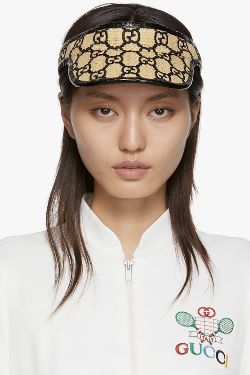 Gucci Monogram Logo Visor Hat Cap Accessory Summer Staple Print Luxury Beach Essentials Where to Buy Gucci Monogram hat