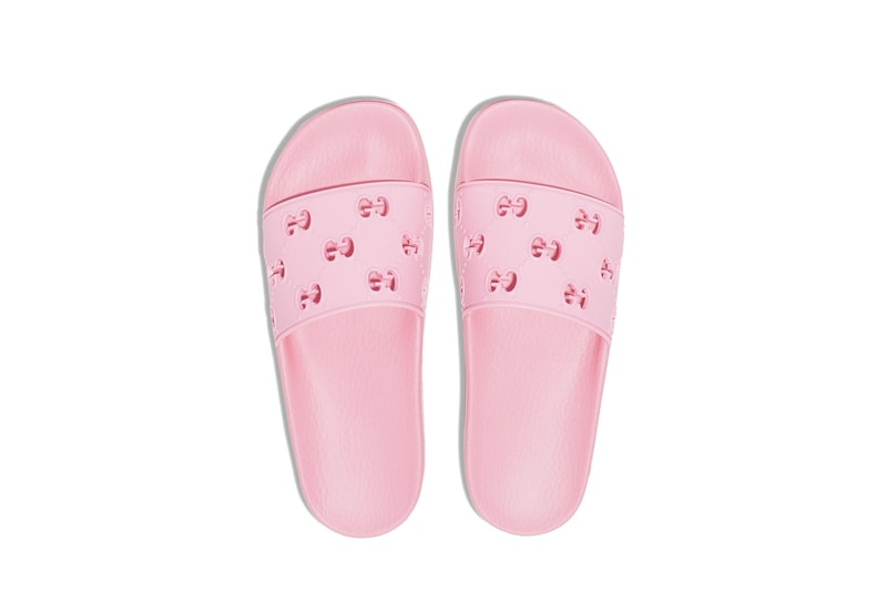 Gucci Logo Monogram Pink Pool Slides Summer Shoe Luxury Accessory Pastel Tone Fashion 