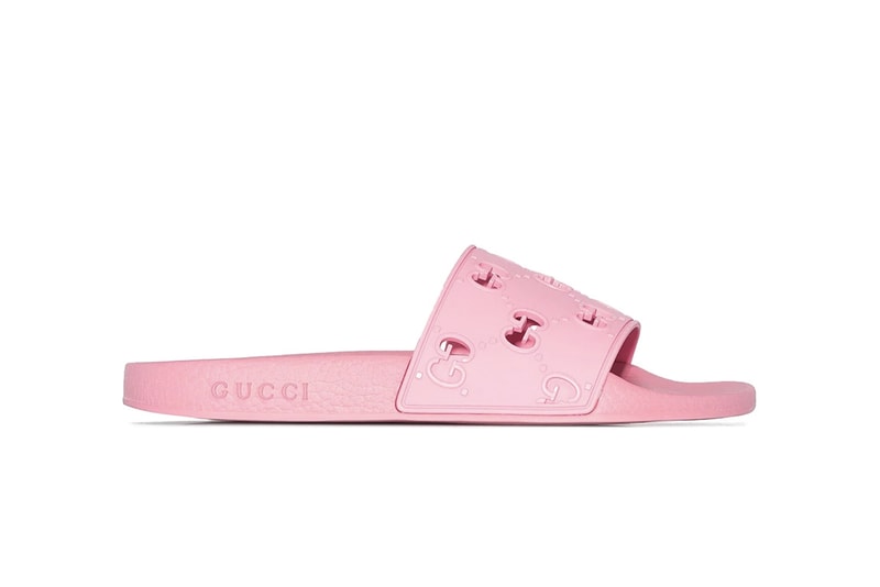 Gucci Logo Monogram Pink Pool Slides Summer Shoe Luxury Accessory Pastel Tone Fashion 
