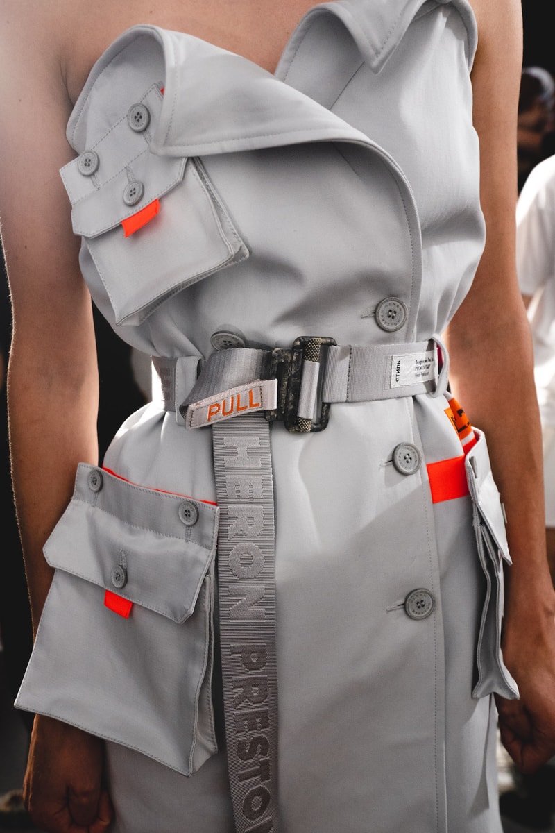 Heron Preston Spring/Summer 2020 Collection PFWM Paris Fashion Week Mens Backstage Gigi Hadid Nike GORE-TEX Collaboration Levis Alton Masson Range Behind The Scenes Streetwear