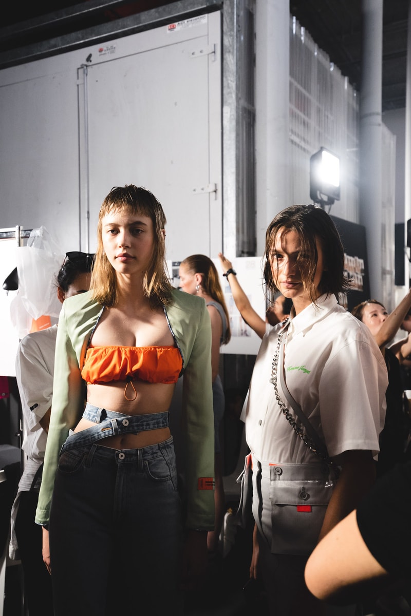 Heron Preston Spring/Summer 2020 Collection PFWM Paris Fashion Week Mens Backstage Gigi Hadid Nike GORE-TEX Collaboration Levis Alton Masson Range Behind The Scenes Streetwear