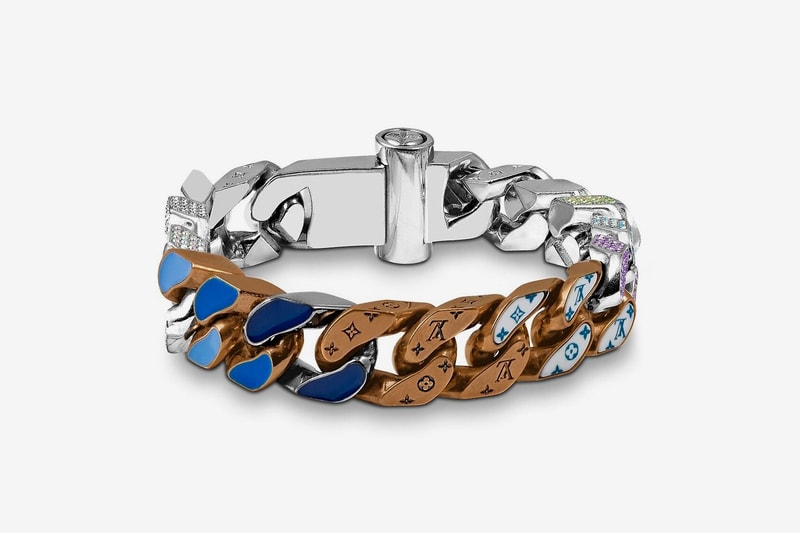 Louis Vuitton Virgil Abloh Spring Summer 2019 Monogram Bracelet Silver Brown Blue