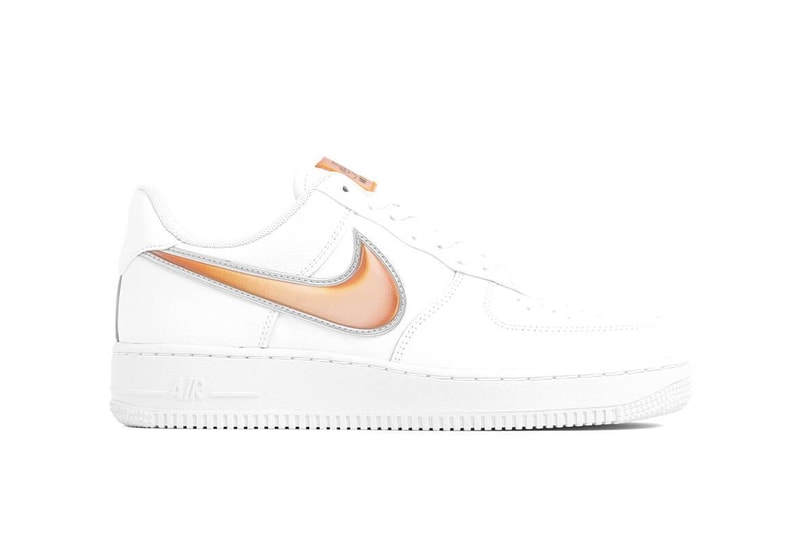 Nike Air Force 1 "Racer Blue"/"Orange Peel" White Sneaker Trainer Shoe Holographic Swoosh Where To Buy Classic Silhouette Signature Summer