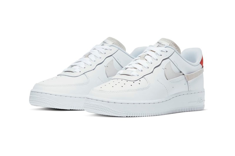 Nike Air Force 1 Vandalized Mismatched Asymmetric Swoosh Red Blue White Leather Sneakers Trainers