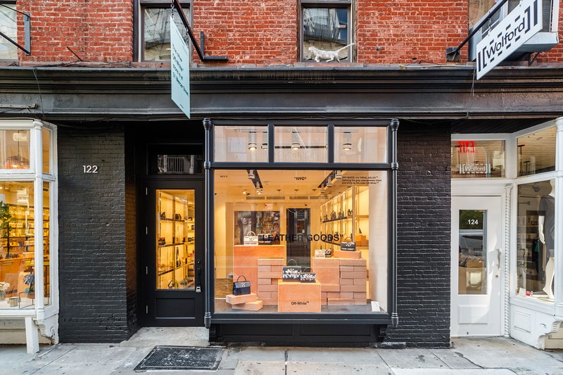 off-white virgil abloh accessories jitney bag soho new york city nyc manhattan prince street empty gallery store footwear leather goods